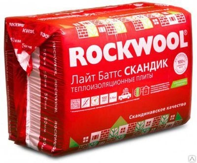 Утеплитель Rockwool Лайт Баттс скандик 1200х600х100 мм, 6 шт. уп