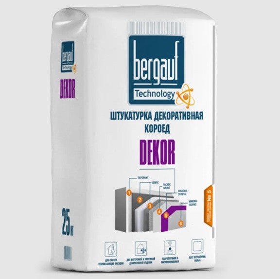 Штукатурка декоративная Bergauf (Бергауф) Dekor короед 2,5–3 мм, 25 кг