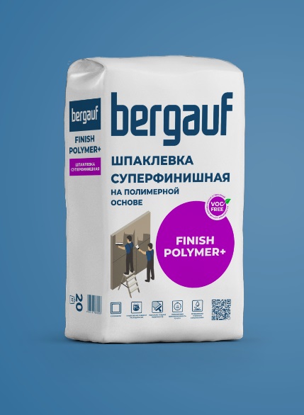 Шпаклевка полимерная суперфинишная Bergauf (Бергауф) Finish Polymer+, 20 кг