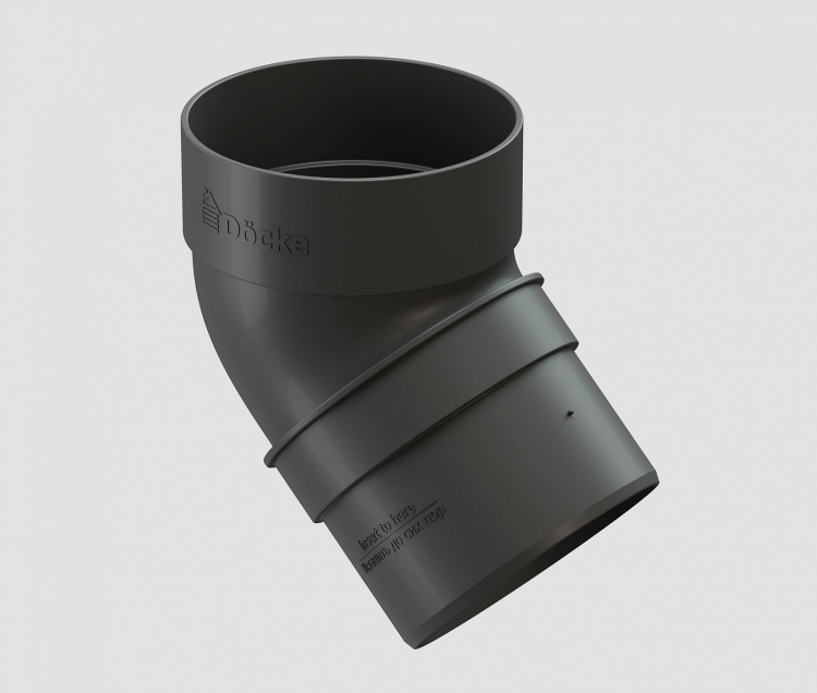 Колено водосточной трубы 45° пластиковое Docke Standard 80 мм, серый